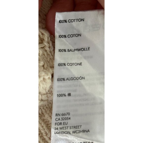 Free People Beach Crop Top Crochet Knit Open Back & Adjustable Tie Beige Long Sl - Picture 8 of 10